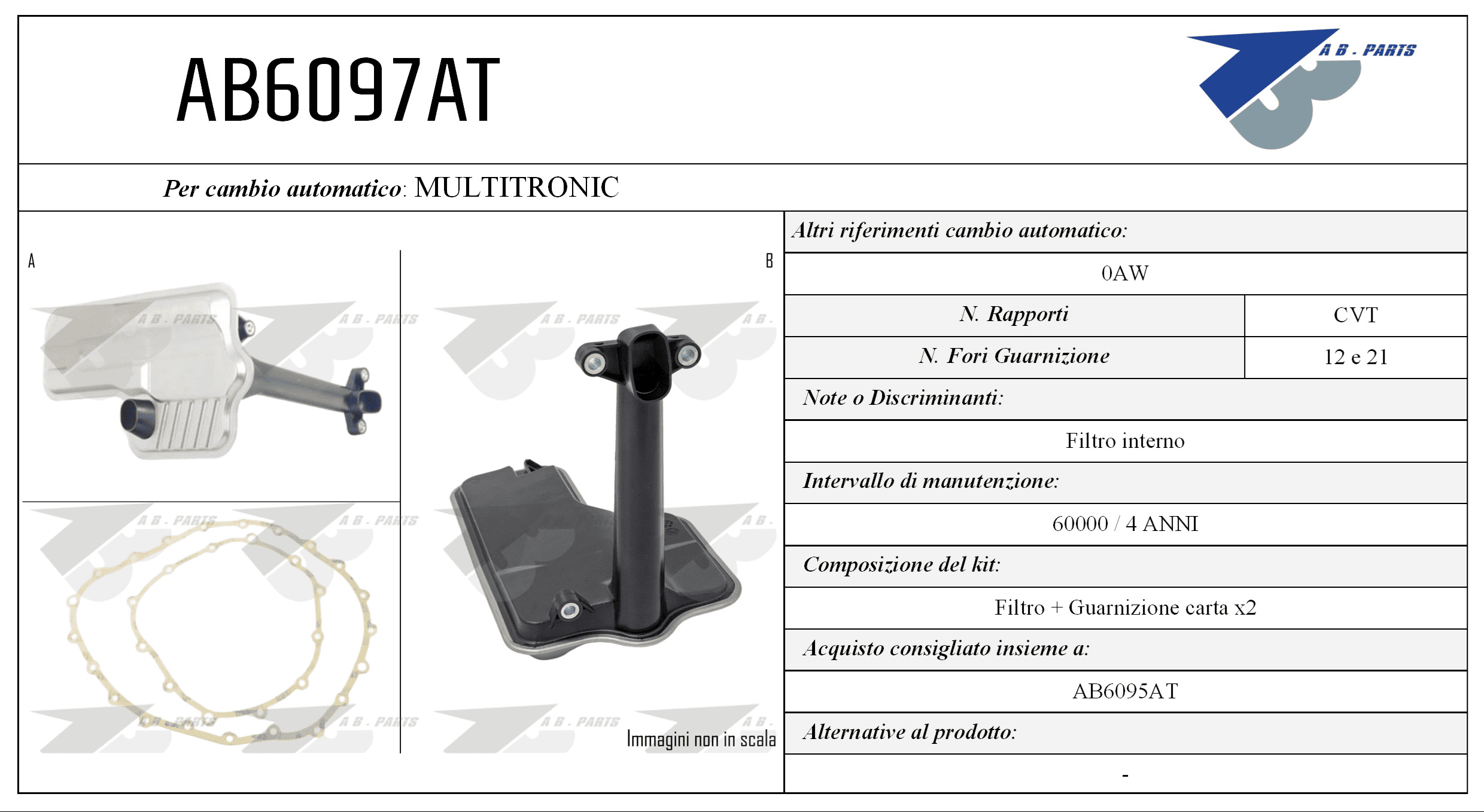 Kit Filtro CAMBIO AUTOMATICO Audi A4 08>