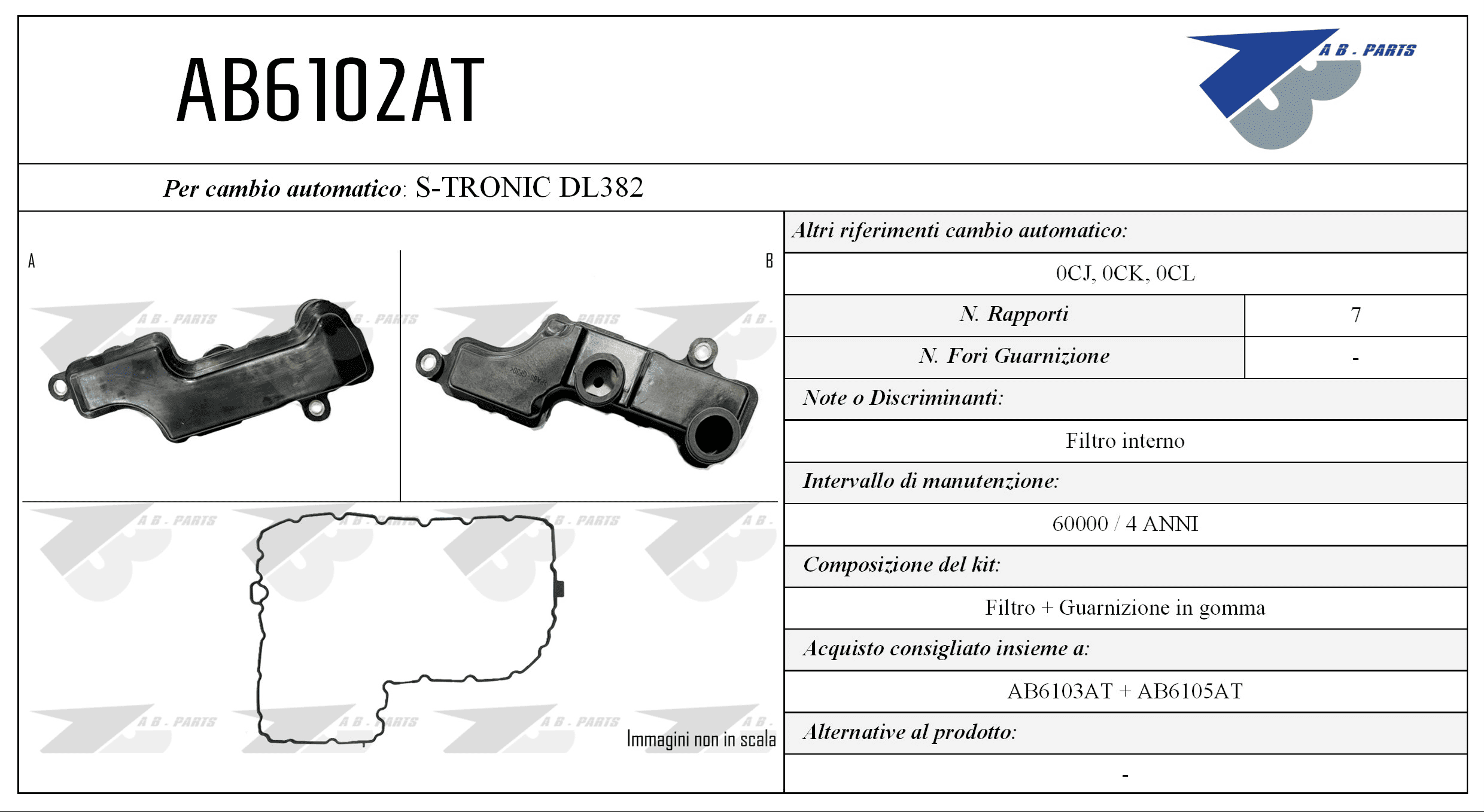 Kit Filtro CAMBIO AUTOMATICO A4 2.0 15>