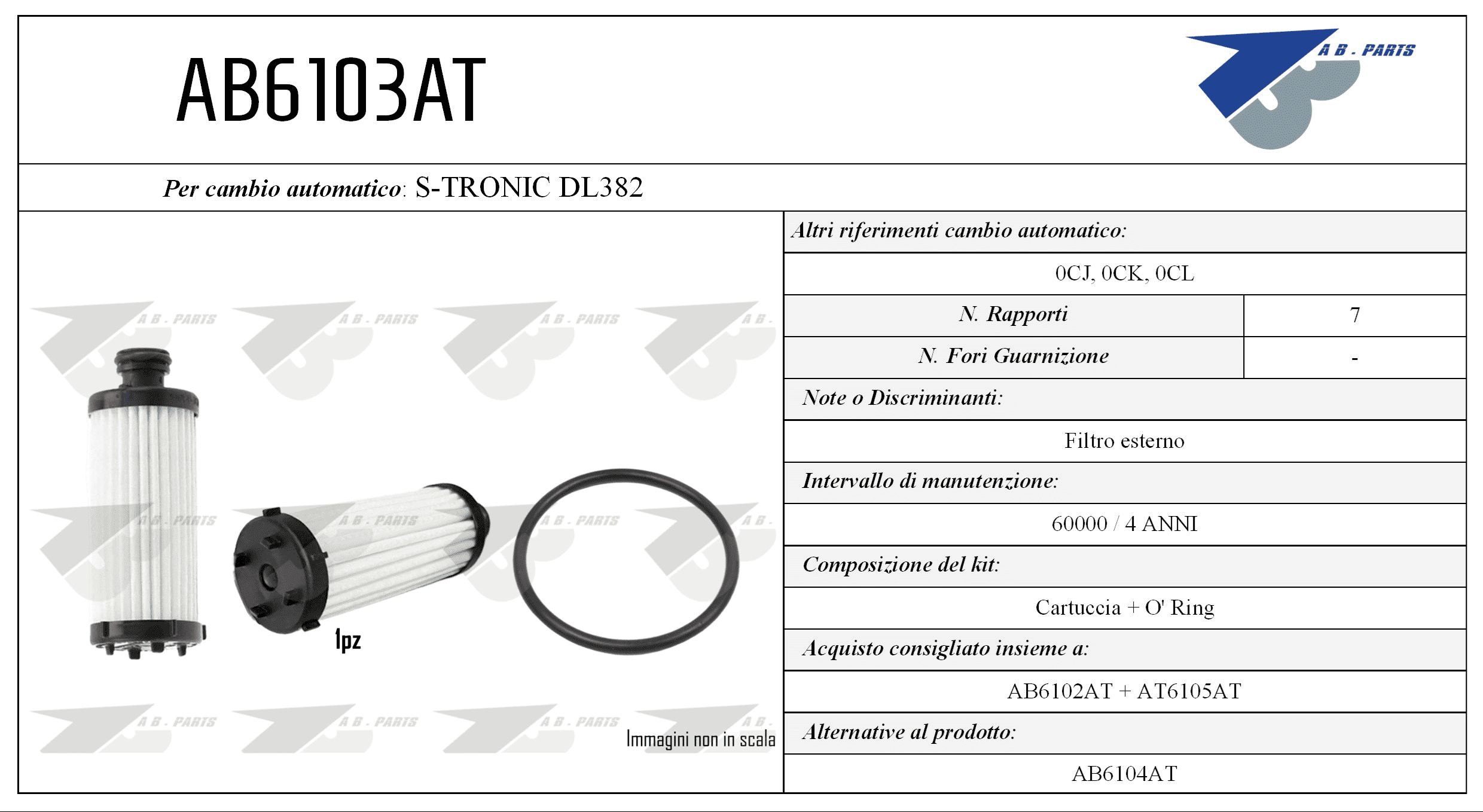 Kit Filtro CAMBIO AUTOMATICO Audi A4 16>