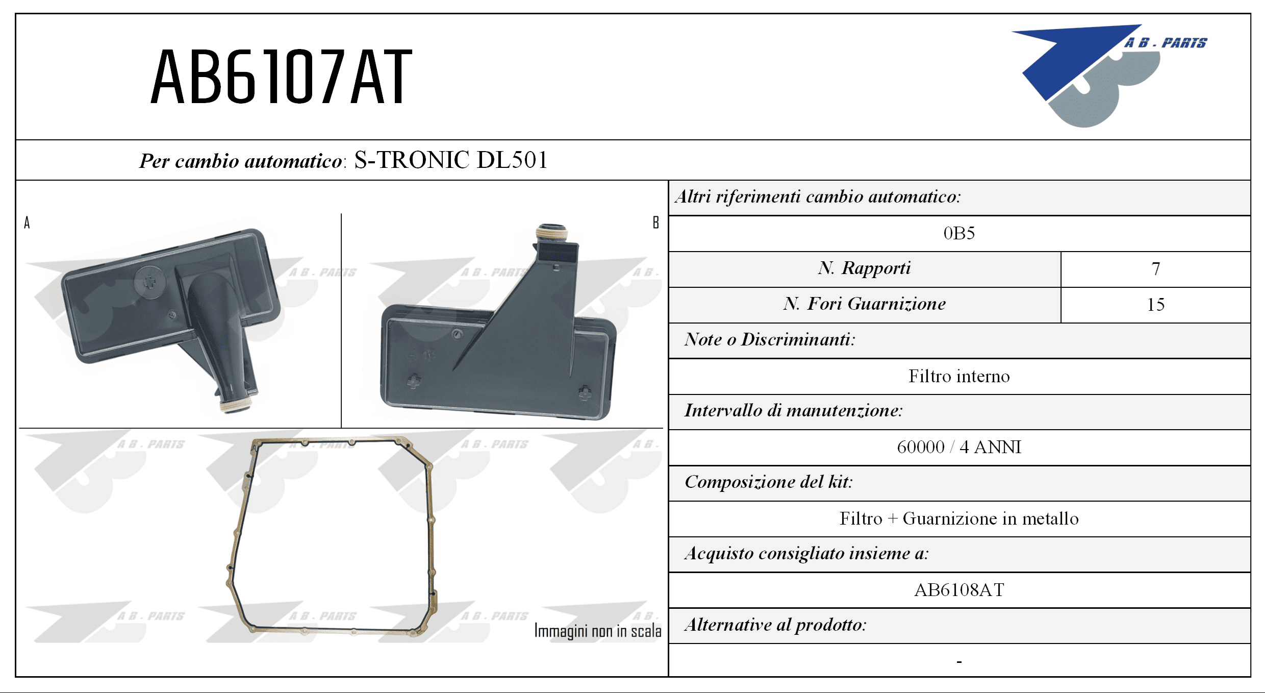 Kit Filtro CAMBIO AUTOMATICO Audi A4 13>