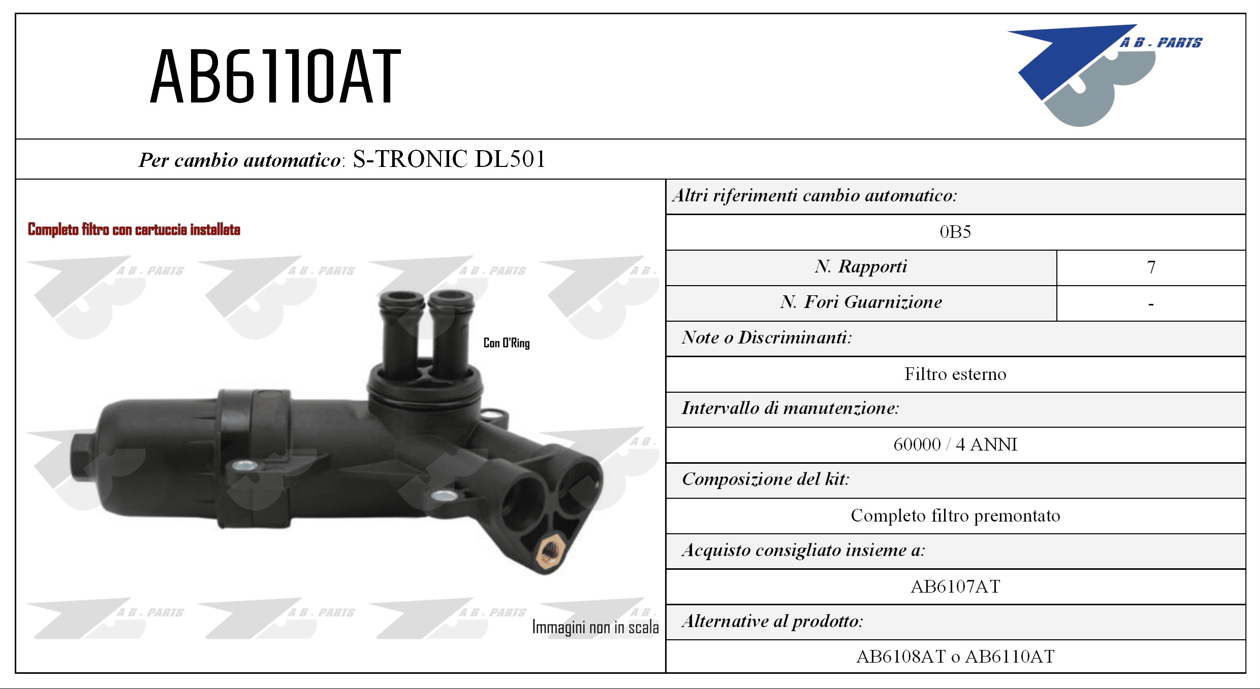Kit Filtro CAMBIO AUTOMATICO A4 2.0TDi 08>