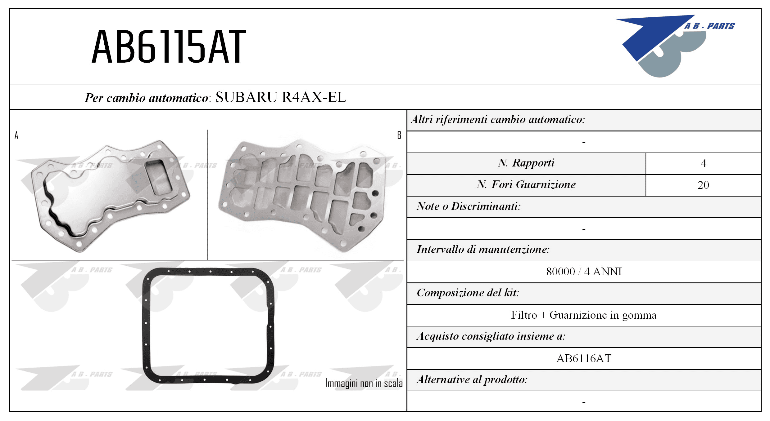 Kit Filtro CAMBIO AUTOMATICO FORESTER 97>