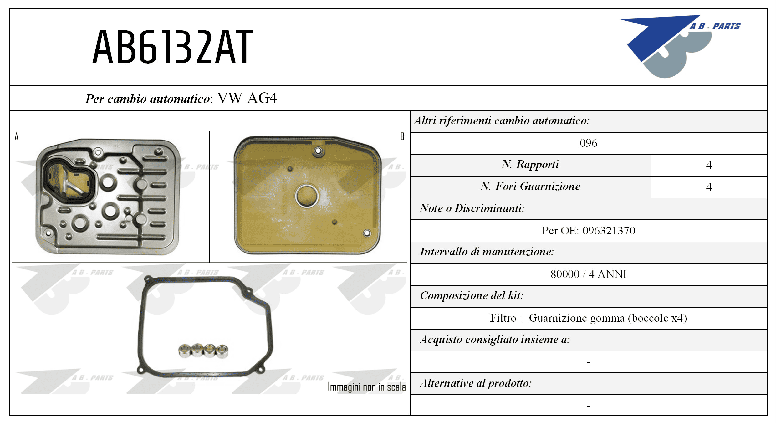 Kit Filtro CAMBIO AUTOMATICO GOLF 1.4 91>