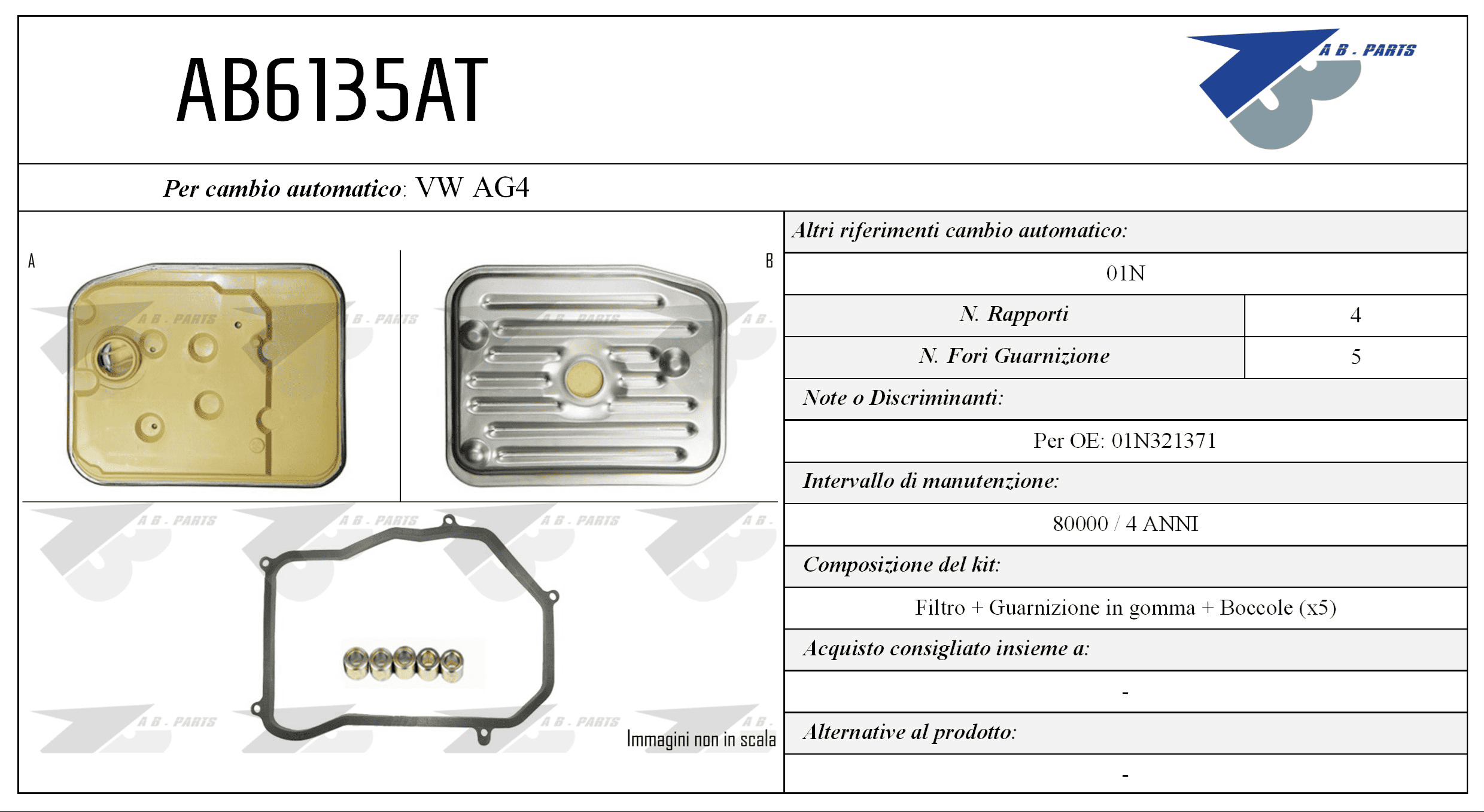 Kit Filtro CAMBIO AUTOMATICO PASSAT 1.6 96>