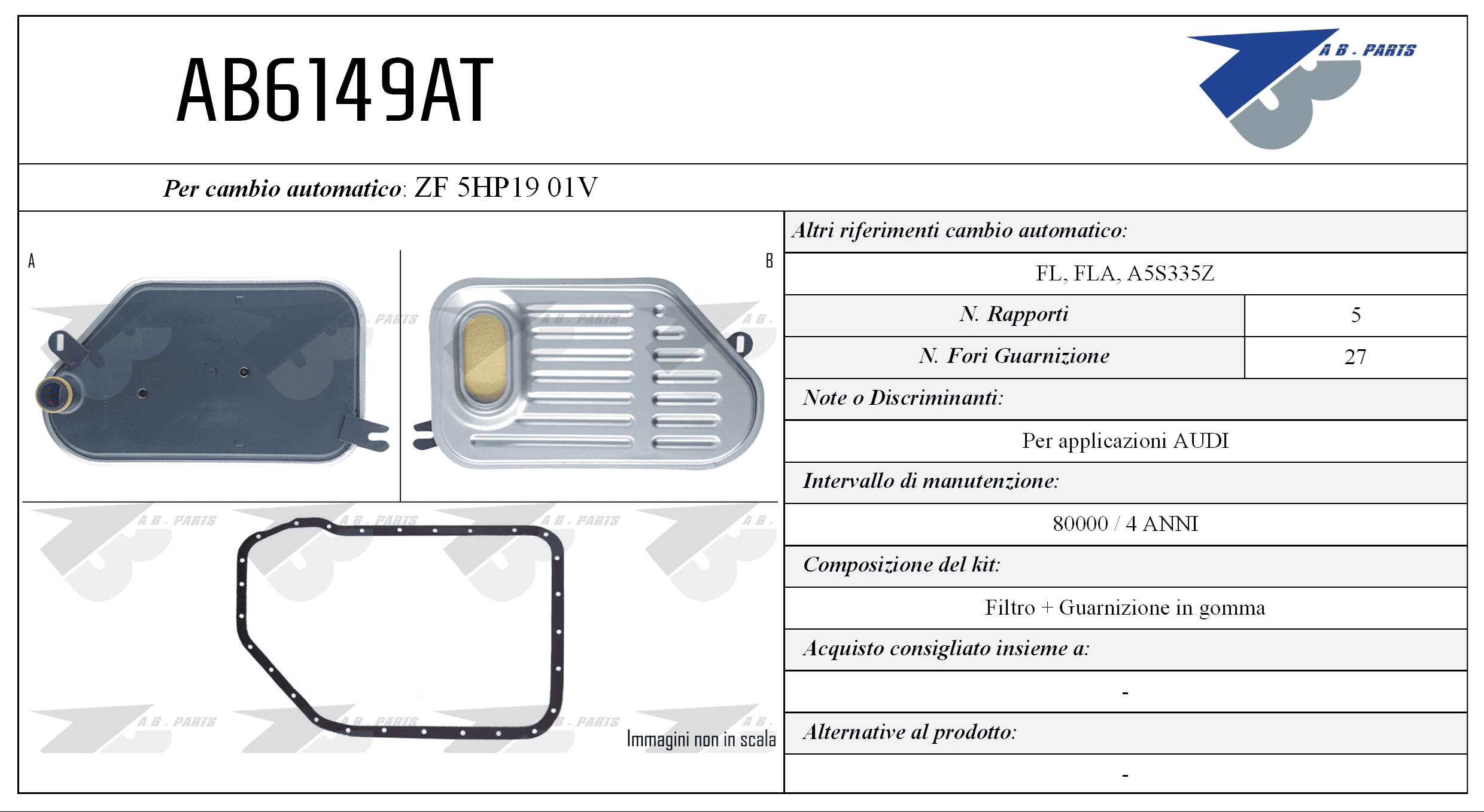 Kit Filtro CAMBIO AUTOMATICO Audi A4 94>