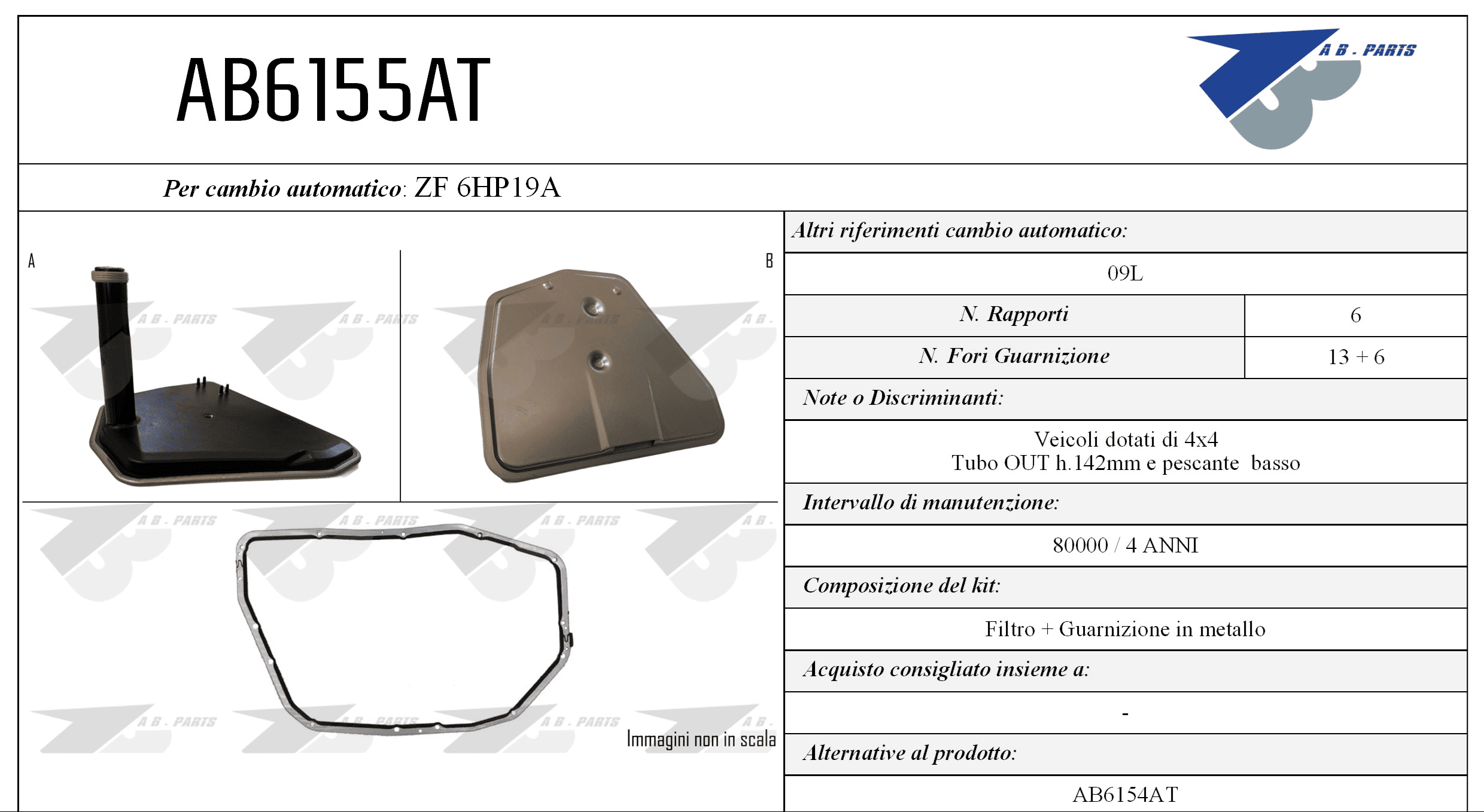 Kit Filtro CAMBIO AUTOMATICO Audi A4 03>