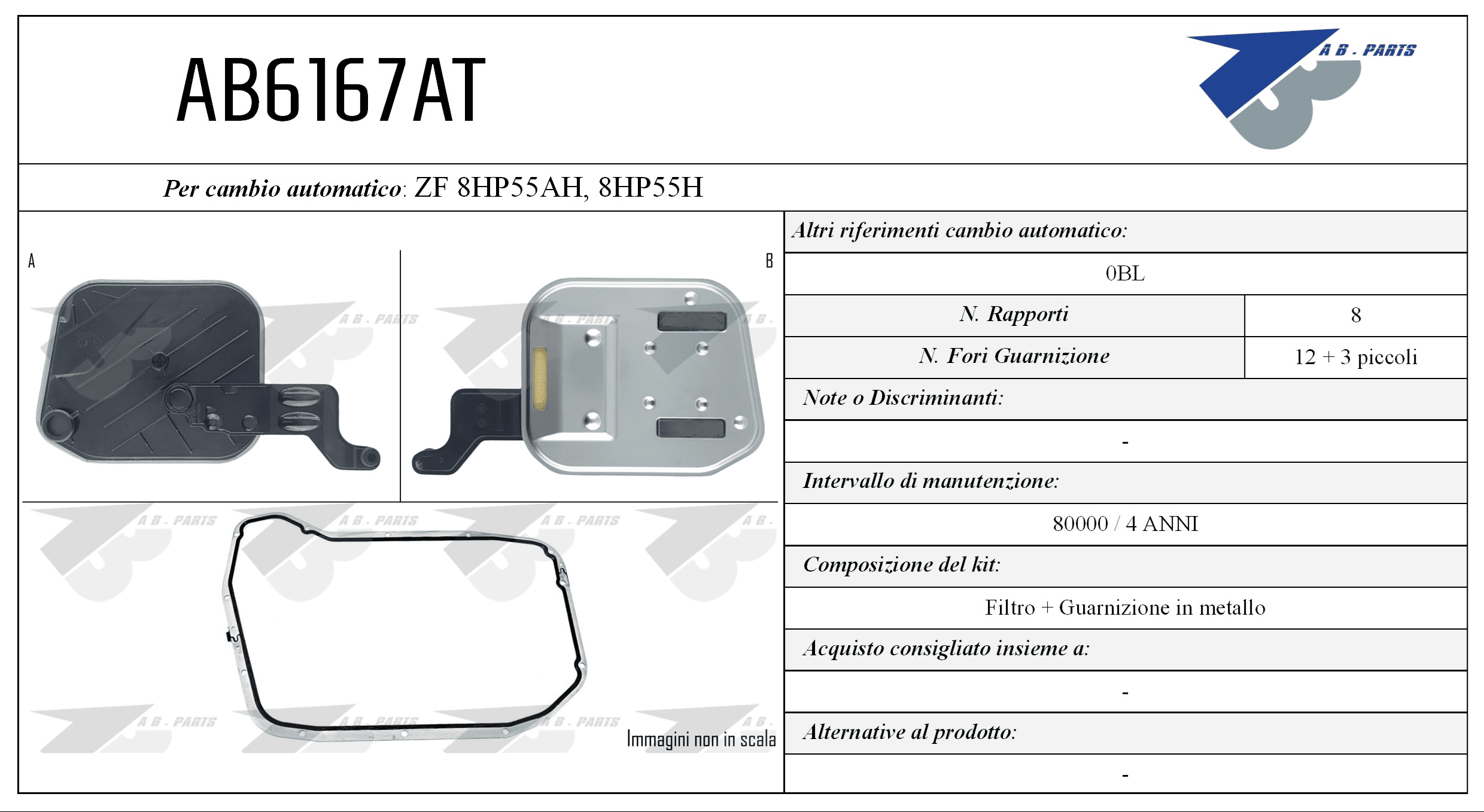 Kit Filtro CAMBIO AUTOMATICO Audi A6 11>