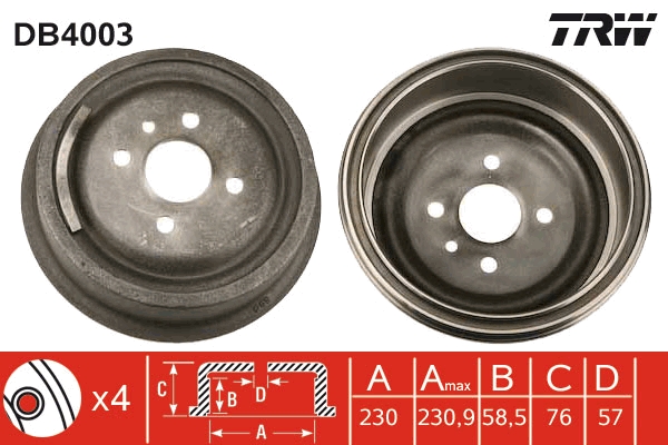 Tamburo freno TRW DB4003