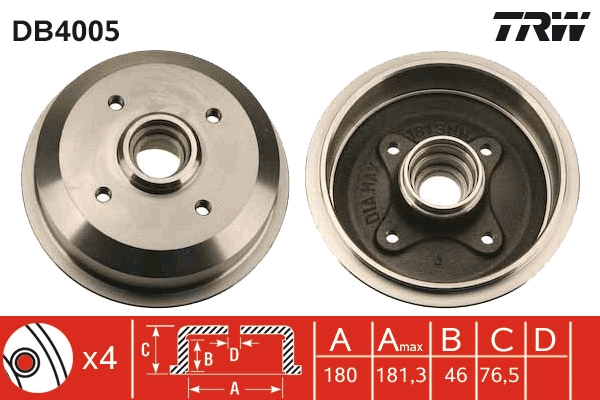 Tamburo freno TRW DB4005