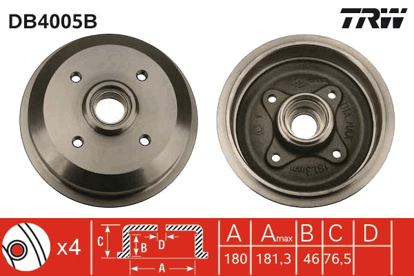 Tamburo freno TRW DB4005B