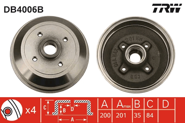 Tamburo freno TRW DB4006B