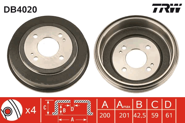 Tamburo freno TRW DB4020