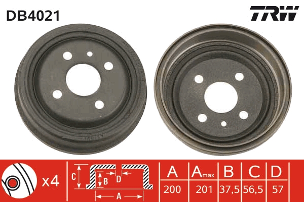 Tamburo freno TRW DB4021