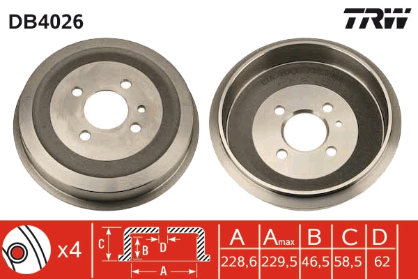 Tamburo freno TRW DB4026