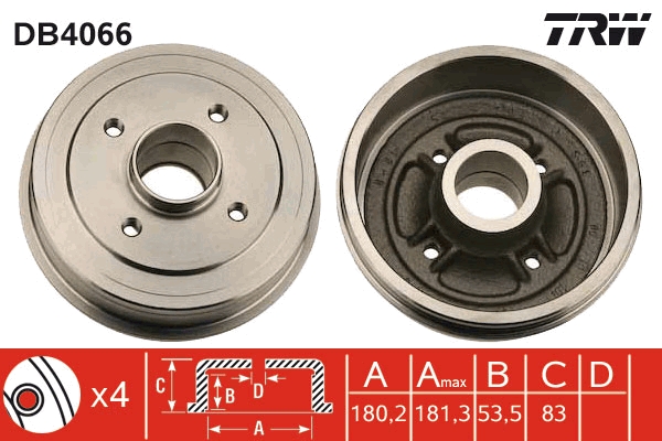 Tamburo freno TRW DB4066