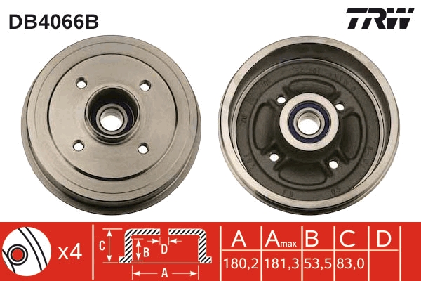 Tamburo freno TRW DB4066B