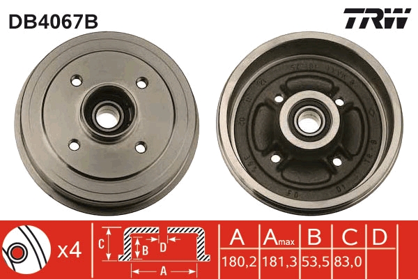 Tamburo freno TRW DB4067B