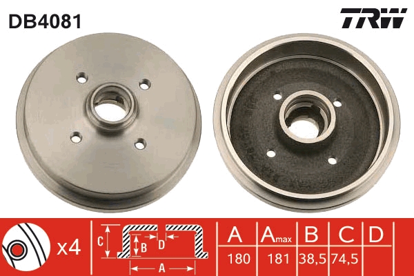 Tamburo freno TRW DB4081