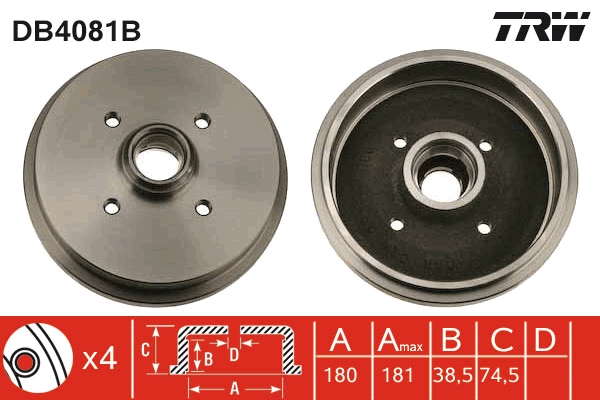 Tamburo freno TRW DB4081B