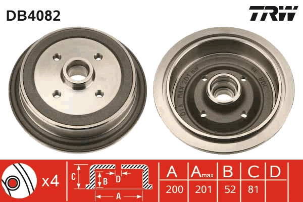 Tamburo freno TRW DB4082