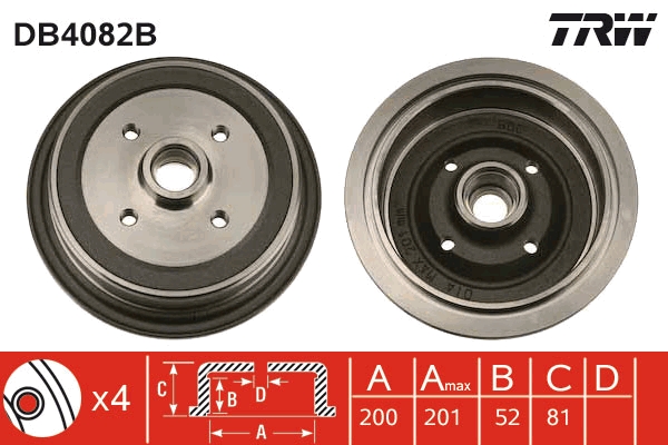 Tamburo freno TRW DB4082B