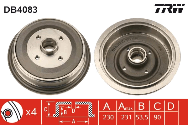 Tamburo freno TRW DB4083