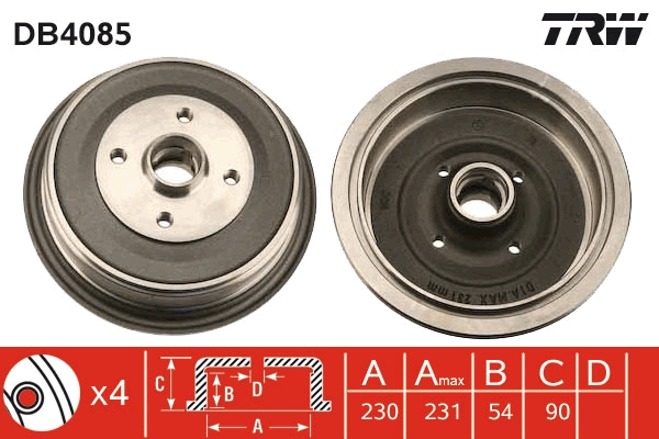 Tamburo freno TRW DB4085