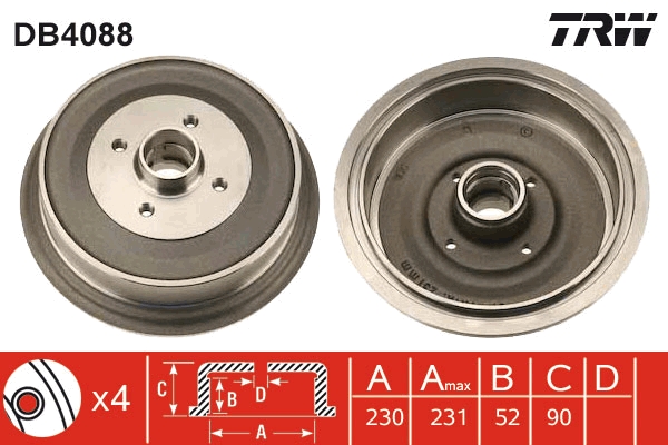 Tamburo freno TRW DB4088