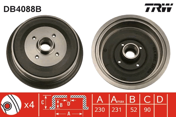 Tamburo freno TRW DB4088B