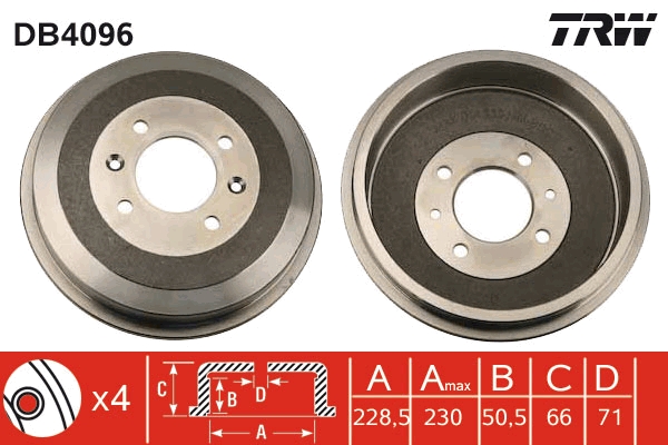 Tamburo freno TRW DB4096
