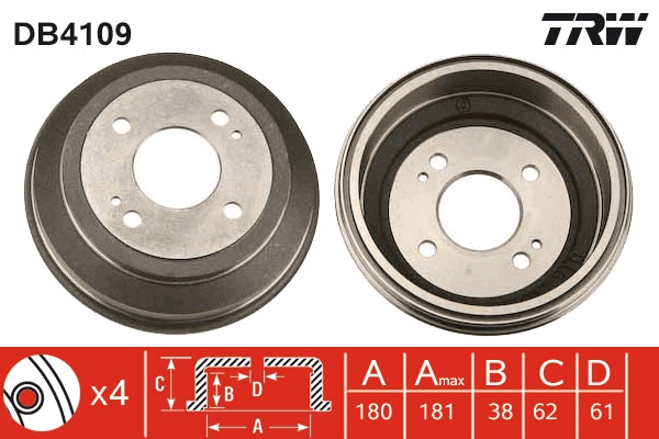 Tamburo freno TRW DB4109