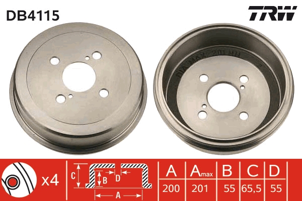 Tamburo freno TRW DB4115