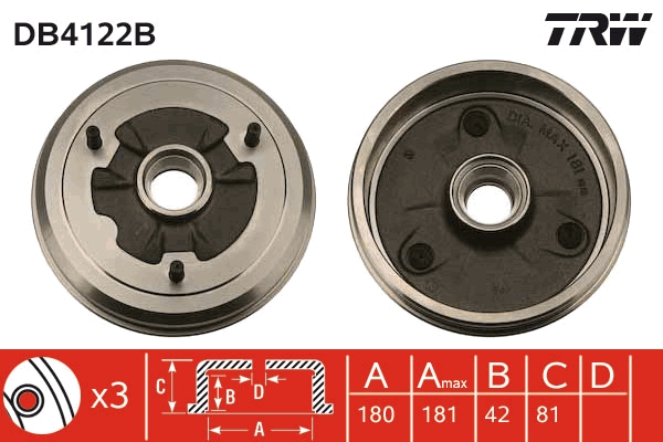 Tamburo freno TRW DB4122B