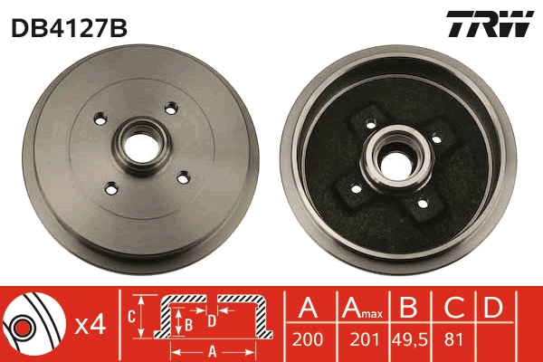 Tamburo freno TRW DB4127B