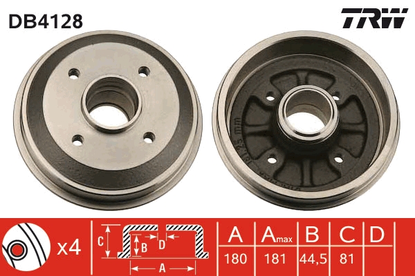 Tamburo freno TRW DB4128