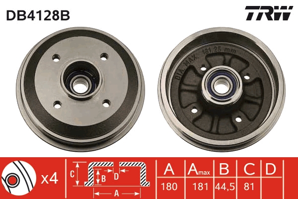 Tamburo freno TRW DB4128B
