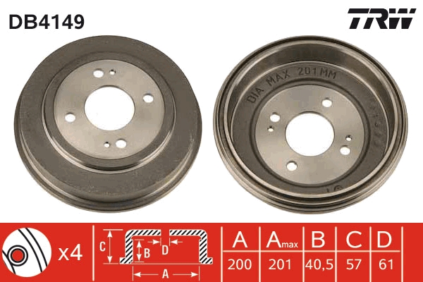 Tamburo freno TRW DB4149