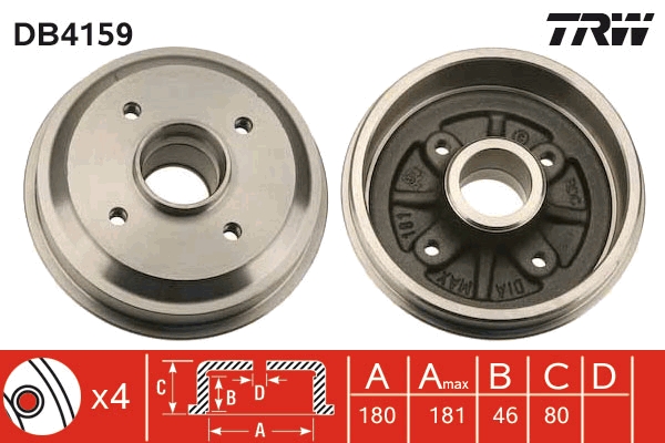 Tamburo freno TRW DB4159