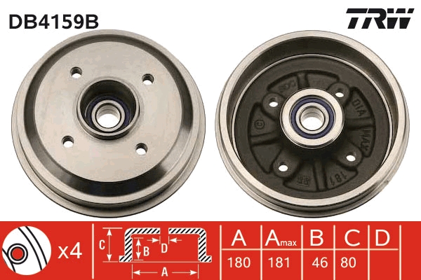 Tamburo freno TRW DB4159B