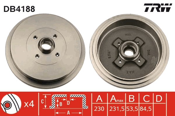 Tamburo freno TRW DB4188
