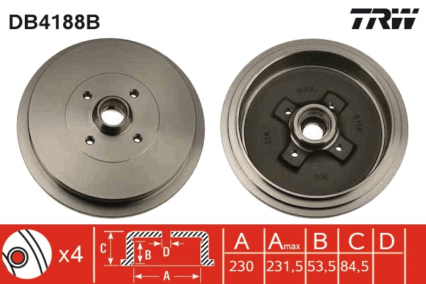 Tamburo freno TRW DB4188B