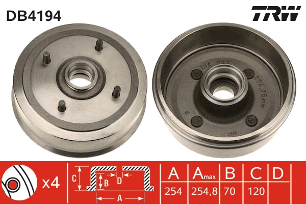 Tamburo freno TRW DB4194