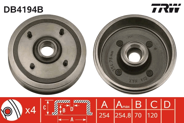 Tamburo freno TRW DB4194B