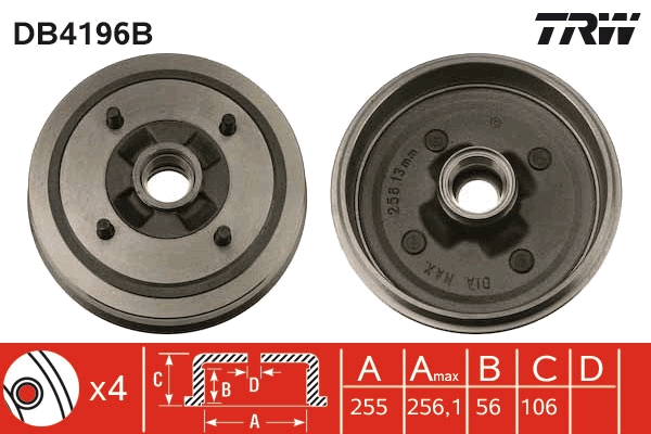 Tamburo freno TRW DB4196B