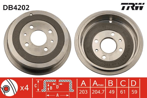 Tamburo freno TRW DB4202