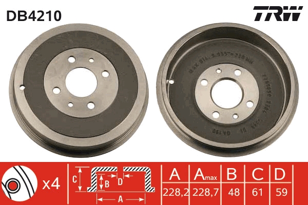 Tamburo freno TRW DB4210