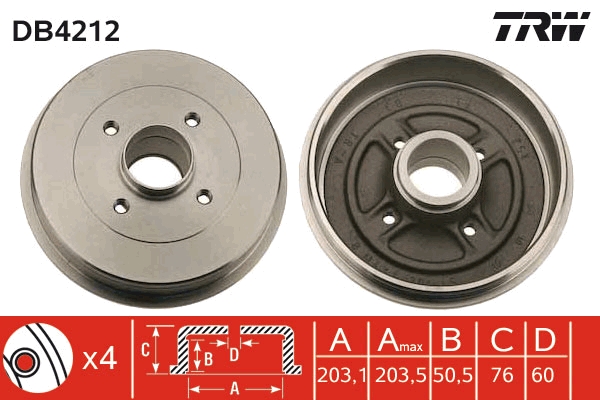 Tamburo freno TRW DB4212