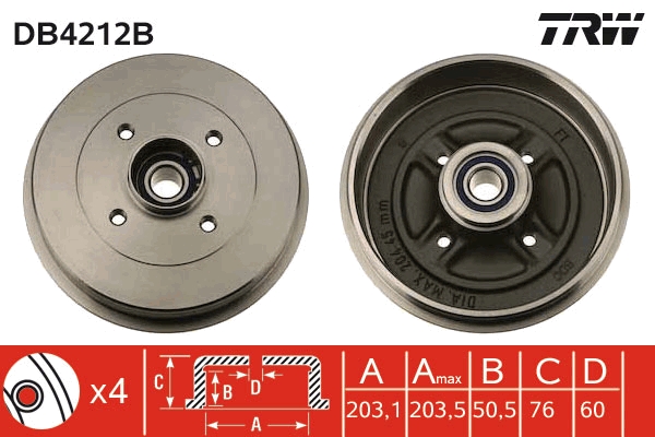 Tamburo freno TRW DB4212B