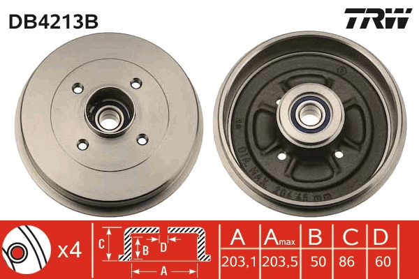 Tamburo freno TRW DB4213B