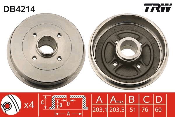 Tamburo freno TRW DB4214